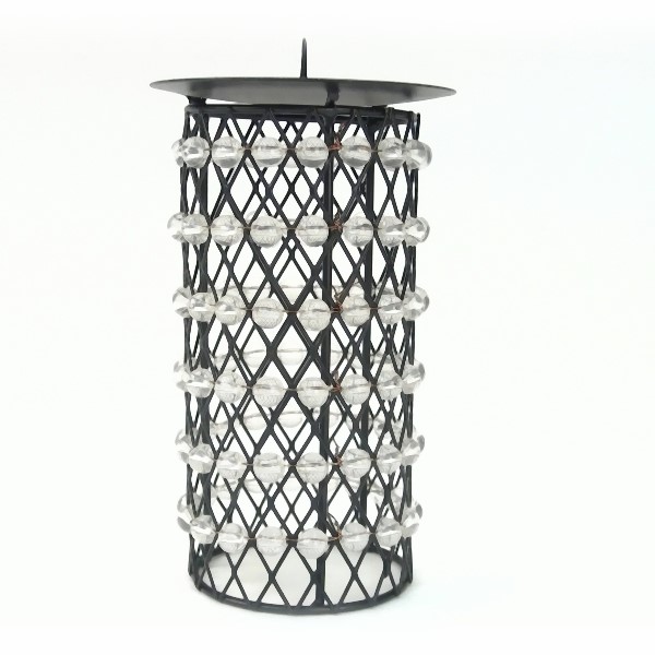 Cylinder Metal Mesh And Marble Candle Holders