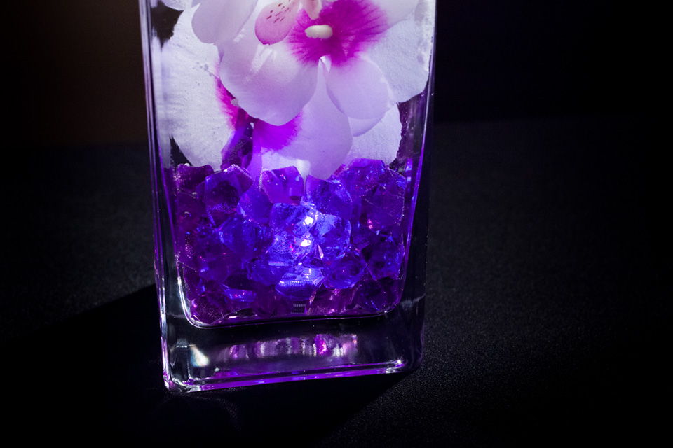 DIY Floral Centerpieces with Violet LED Lights