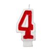 Birthday Candle - Number 4 - Red Border Cake Toppers