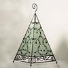 Pyramid Shaped Candle Holder With Frosted Glass And Rose Vine