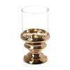 Round Pedestal Hurricane Pillar Holder - Antique Brass Inspired Finish