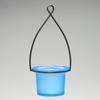Hanging Tealight Lantern -Metal Wire - Flared Glass Cup - Frosted Blue