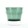 Thick Rim Flower Pot - Green Glass Candle Holder - Heavy Base